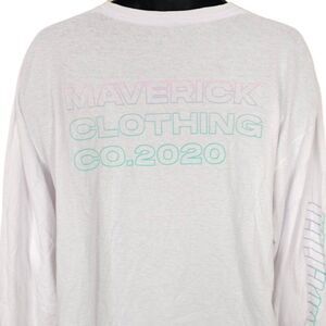 Maverick T Shirt Mens Size XL White Logan Paul Streetwear Spellout Long Sleeve